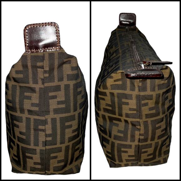 Fendi FF Zucca Print Cosmetic Pouch Clutch Bag Leather Accents - Picture 5 of 16